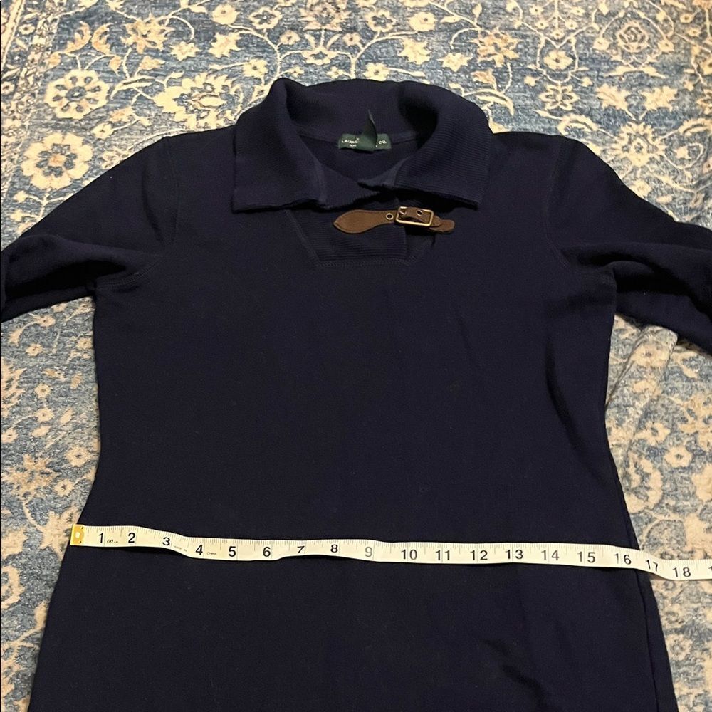Lauren Jeans Co Ralph Lauren Blue Buckle Collar Detail Sweater Dress Equestrian - Picture 7 of 8